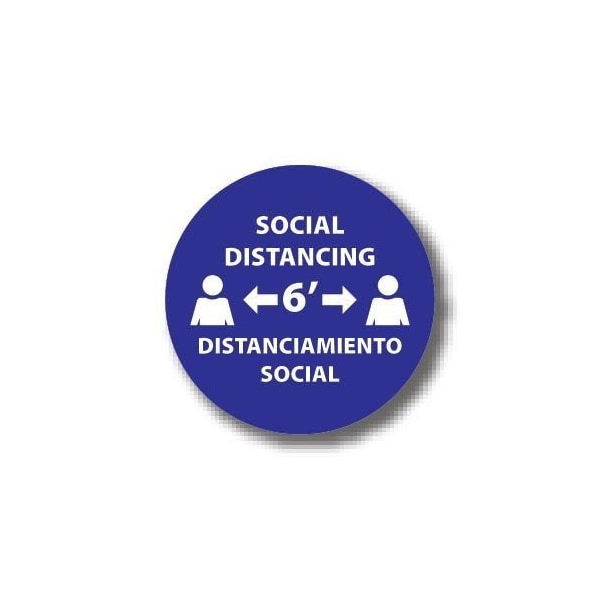 Ergomat 32in CIRCLE SIGNS Soical Distancing 6ft - Bilingual English/Spanish DSV-SIGN 1024 #6236 -UEN - main